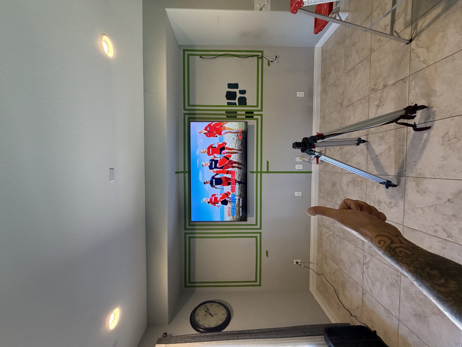 Wainscot tape layout with TV