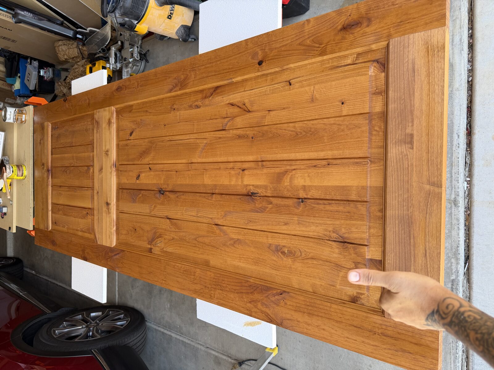 Barn door finishing in shop